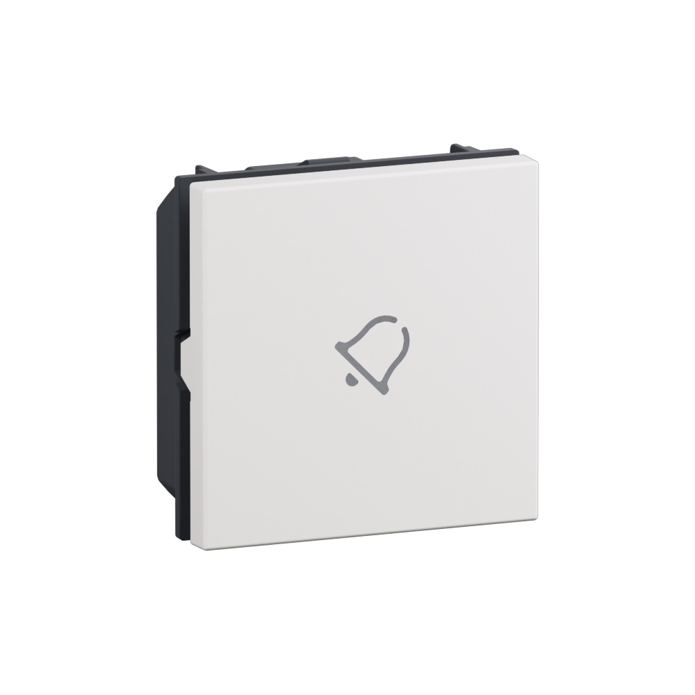 Axial pushbutton 1P (NO) 10 A 250 V with BELL symbol - automatic terminals - 2 modules