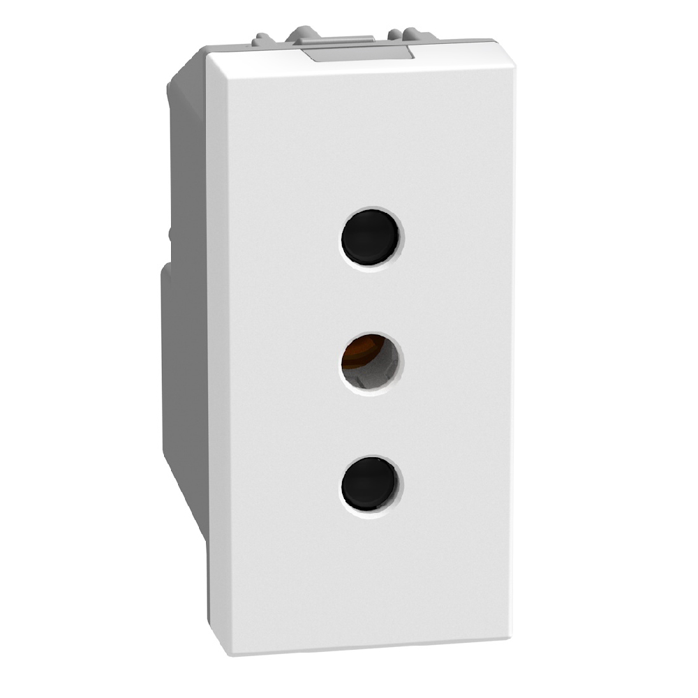 Italian standard P11 socket 2P+E 10 A 250 V - 1 module - white