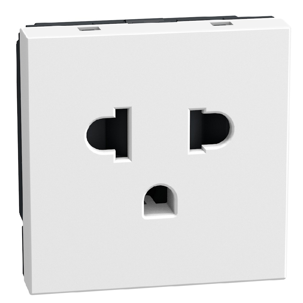 European/american standard socket 2 P+E 16 A 127/250 V - 2 modules - white