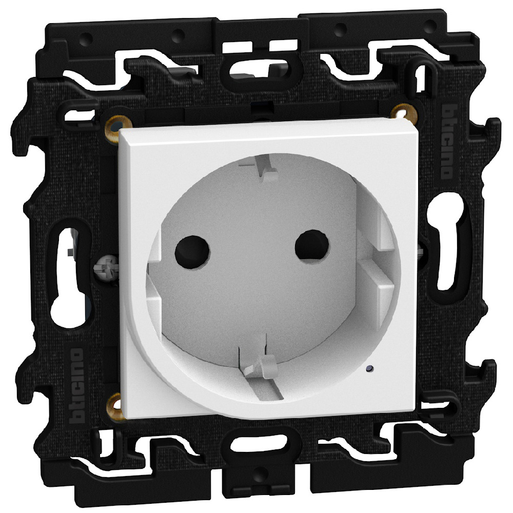 250 Vac 16 A German standard connected socket. Power supply 110-230 Vac - 2 modules - white