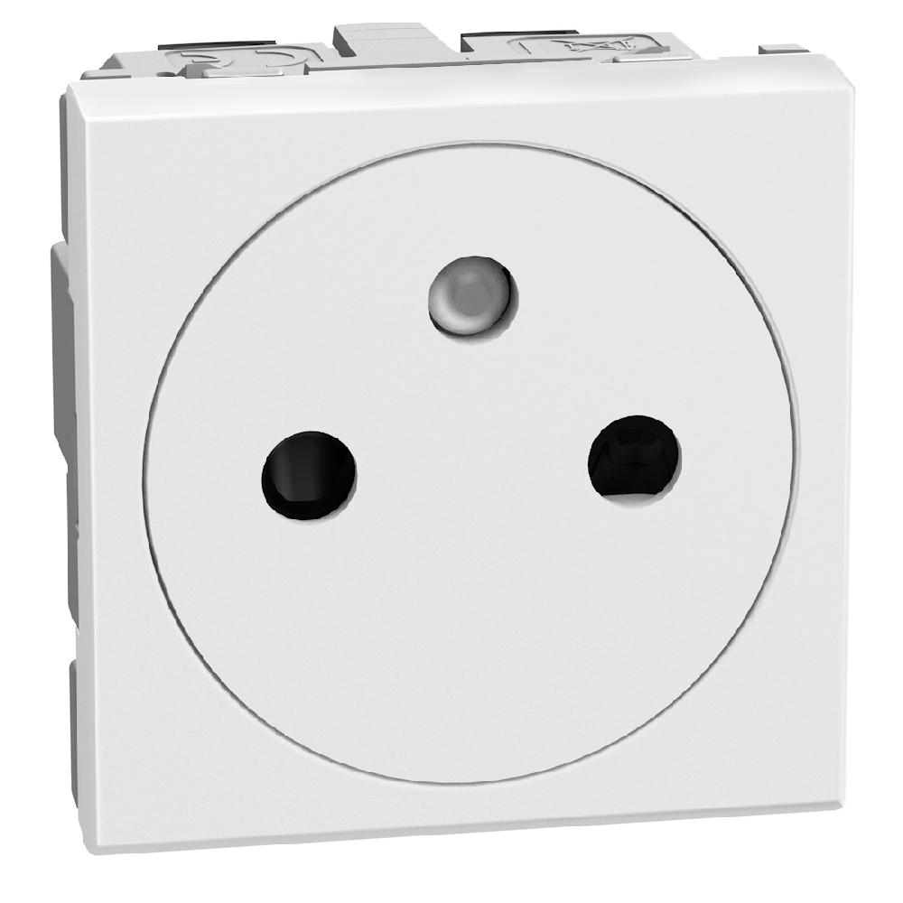 French standard socket 2 P+E 16 A 250 V - flat - 2 module - white