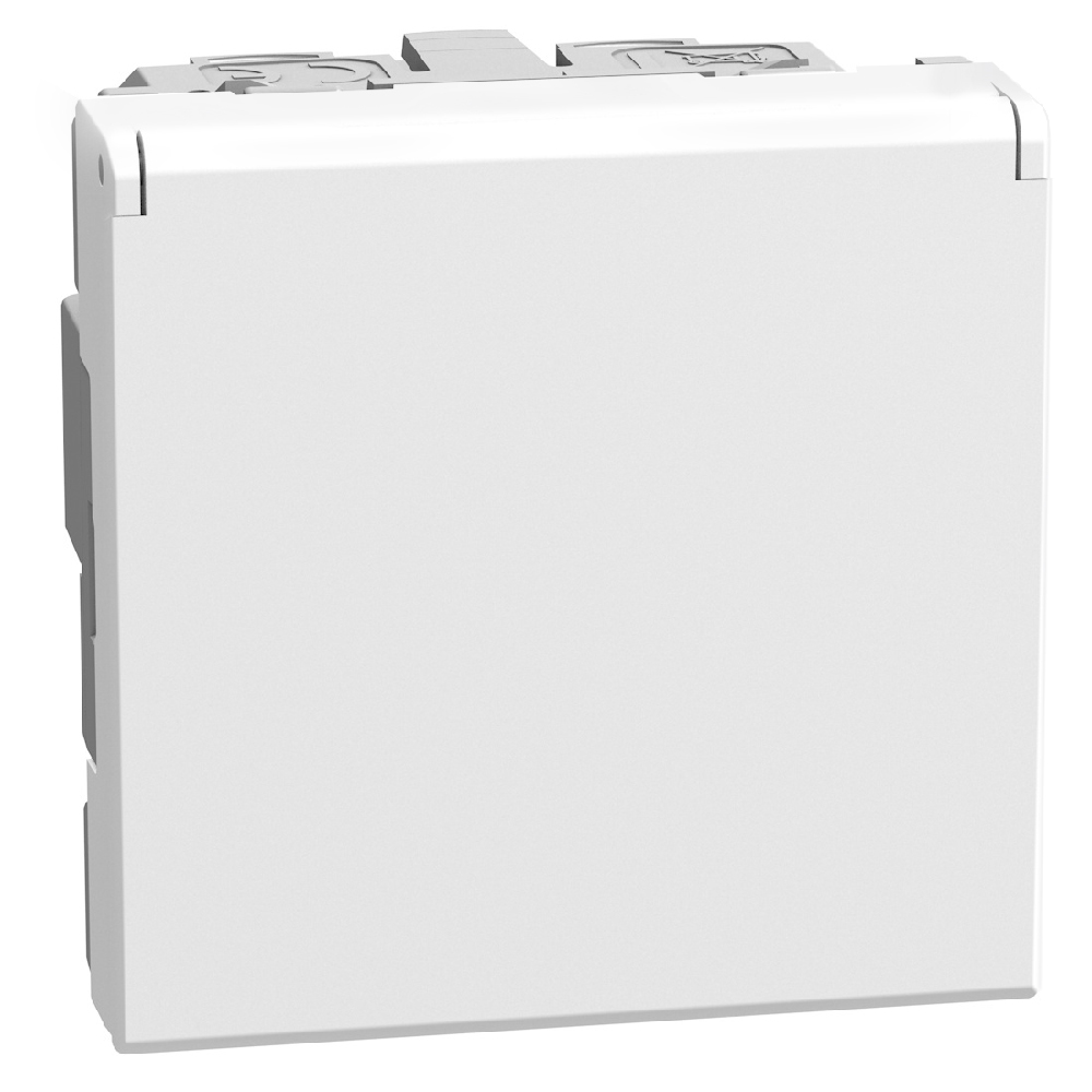 French standard socket 2 P+E 16 A 250 V - flat - automatic clamps - 2 modules - white