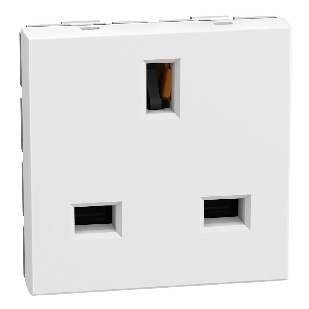 British standard socket 2 P+E 13 A 250 V - 2 modules - white