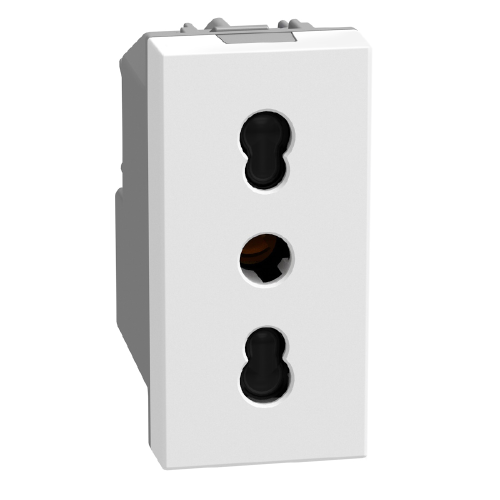Italian standard P17/11 socket 2P+E 16 A 250 V - 1 module - white
