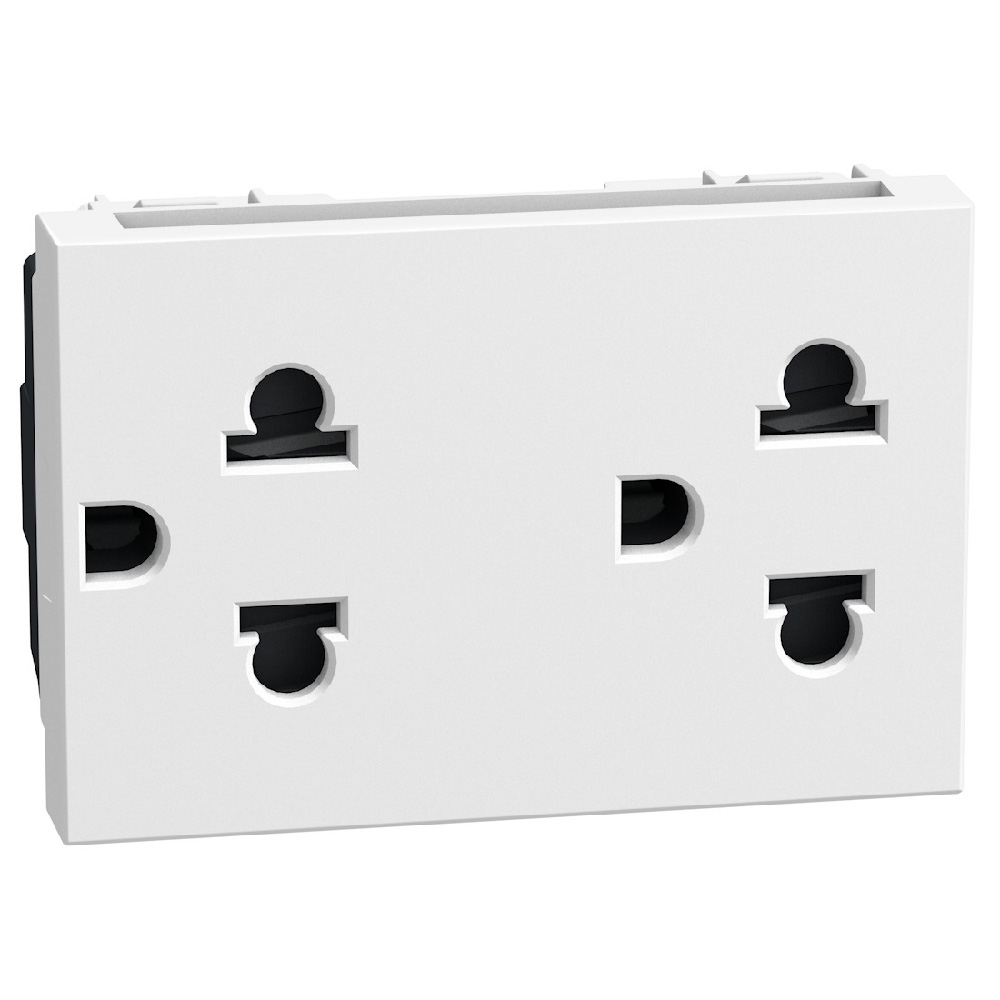 European/american standard socket 2 P+E 16 A 127/250 V - 3 modules - white