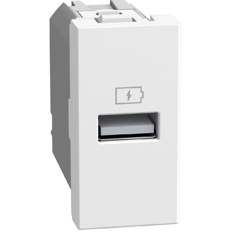 Single USB sockets - 1 x Type-A 15 W - 1 module - white