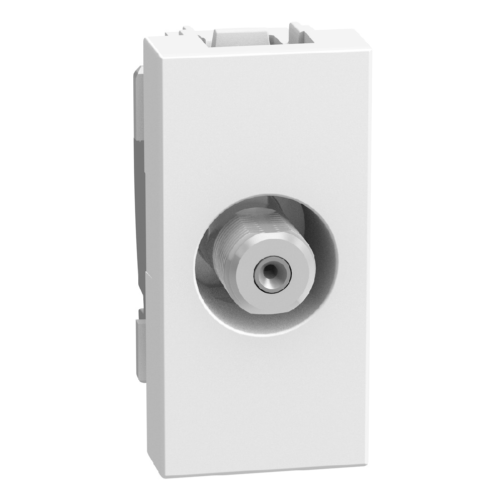 Type F TV coaxial connector - 1 module - white
