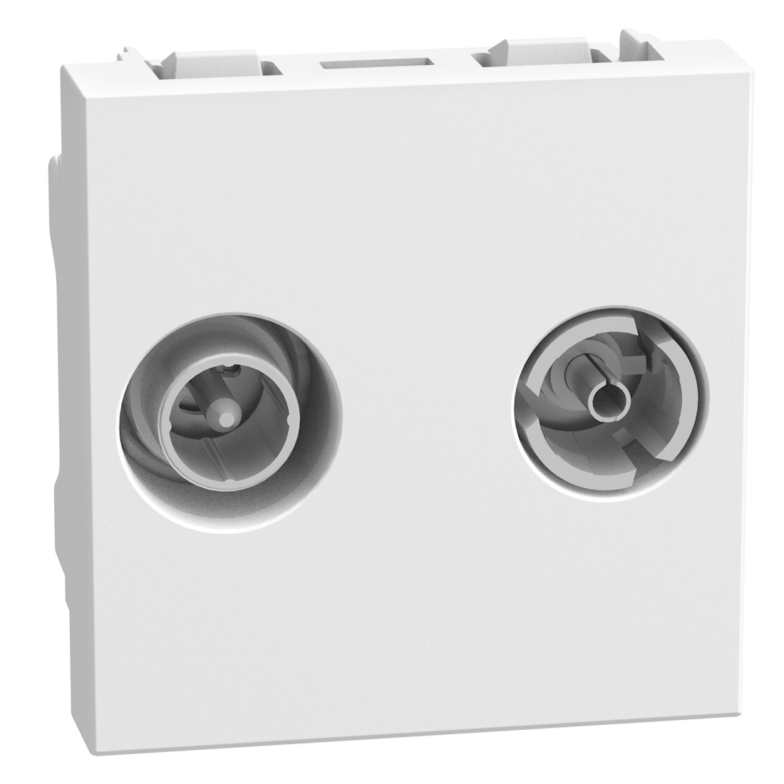 Passthrough demixed TV-SAT sockets - attenuation 14 dB - 2 modules - white