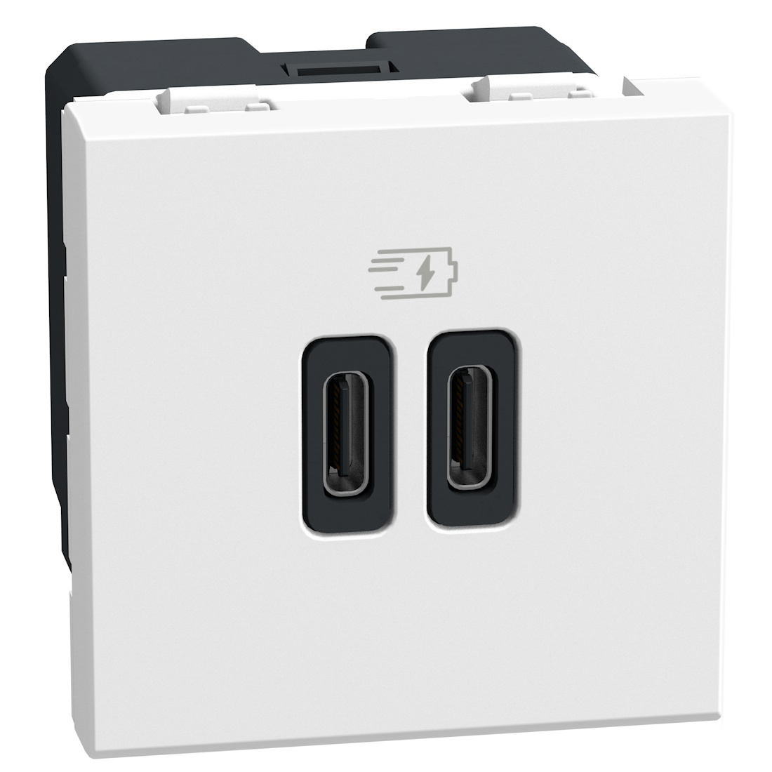 Double USB sockets - 2 x Type-C - 15 W - 2 module - white