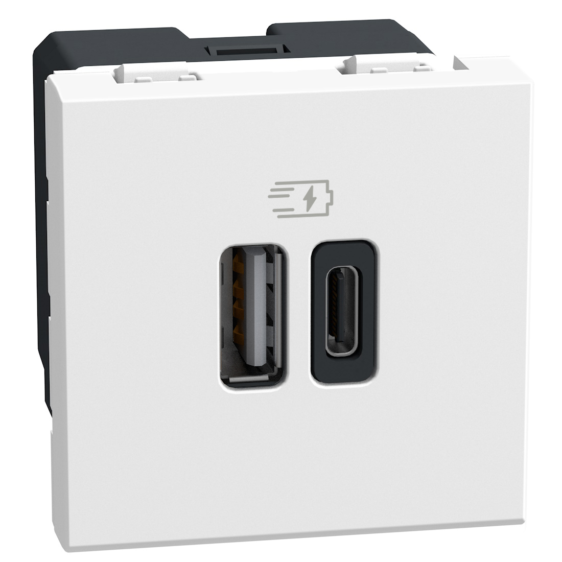 Double USB sockets - 2 x Type-A + Type-C - 15 W - 2 module - white