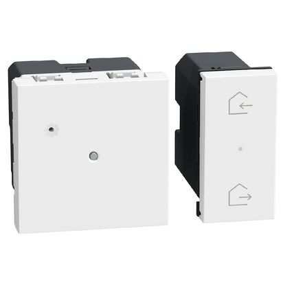 Gateway with flushmounted Home/Away wireless master switch 1 module. Power supply 100-240 Vac - 2 modules - white
