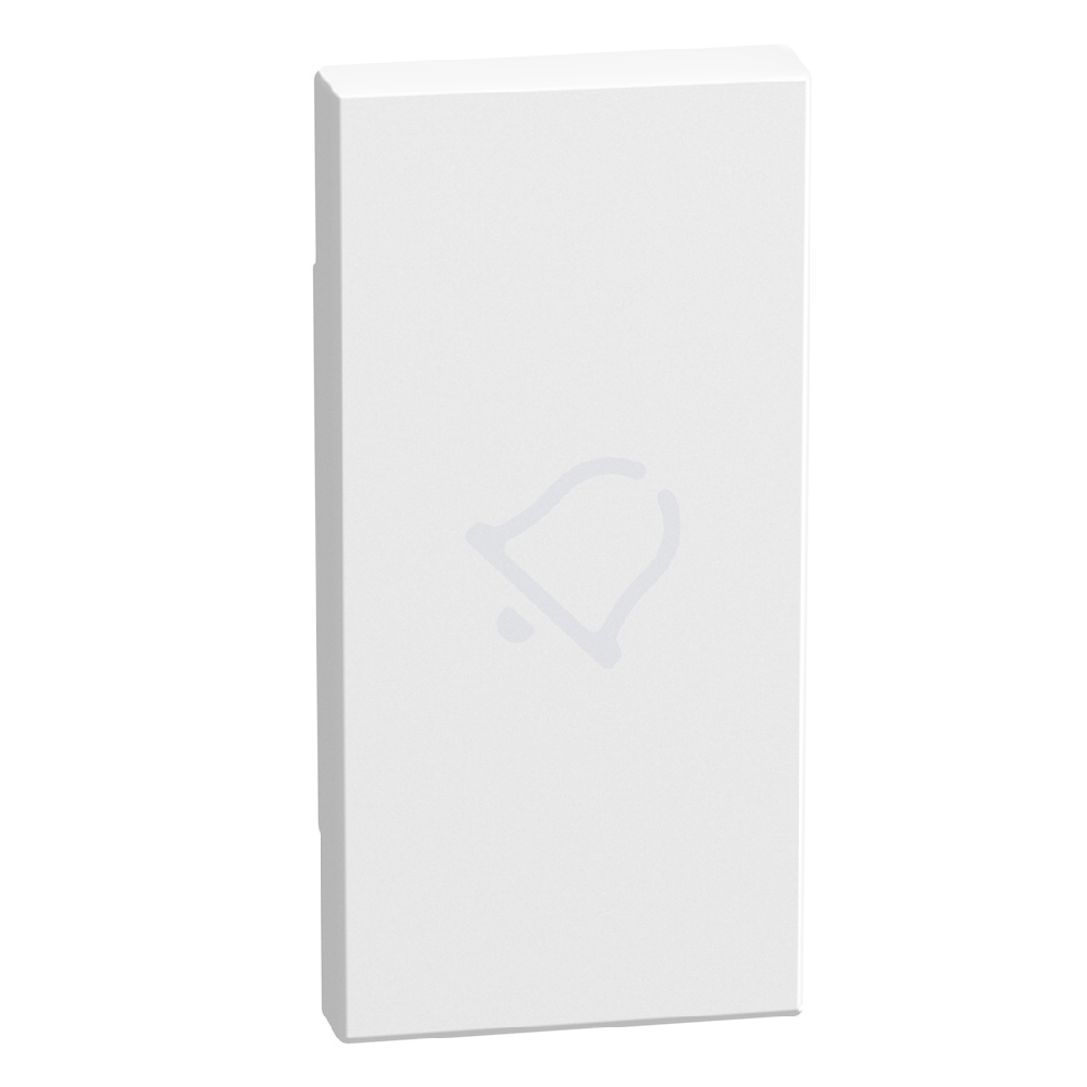 lightable key cover with bell symbol, 1 module white, axial