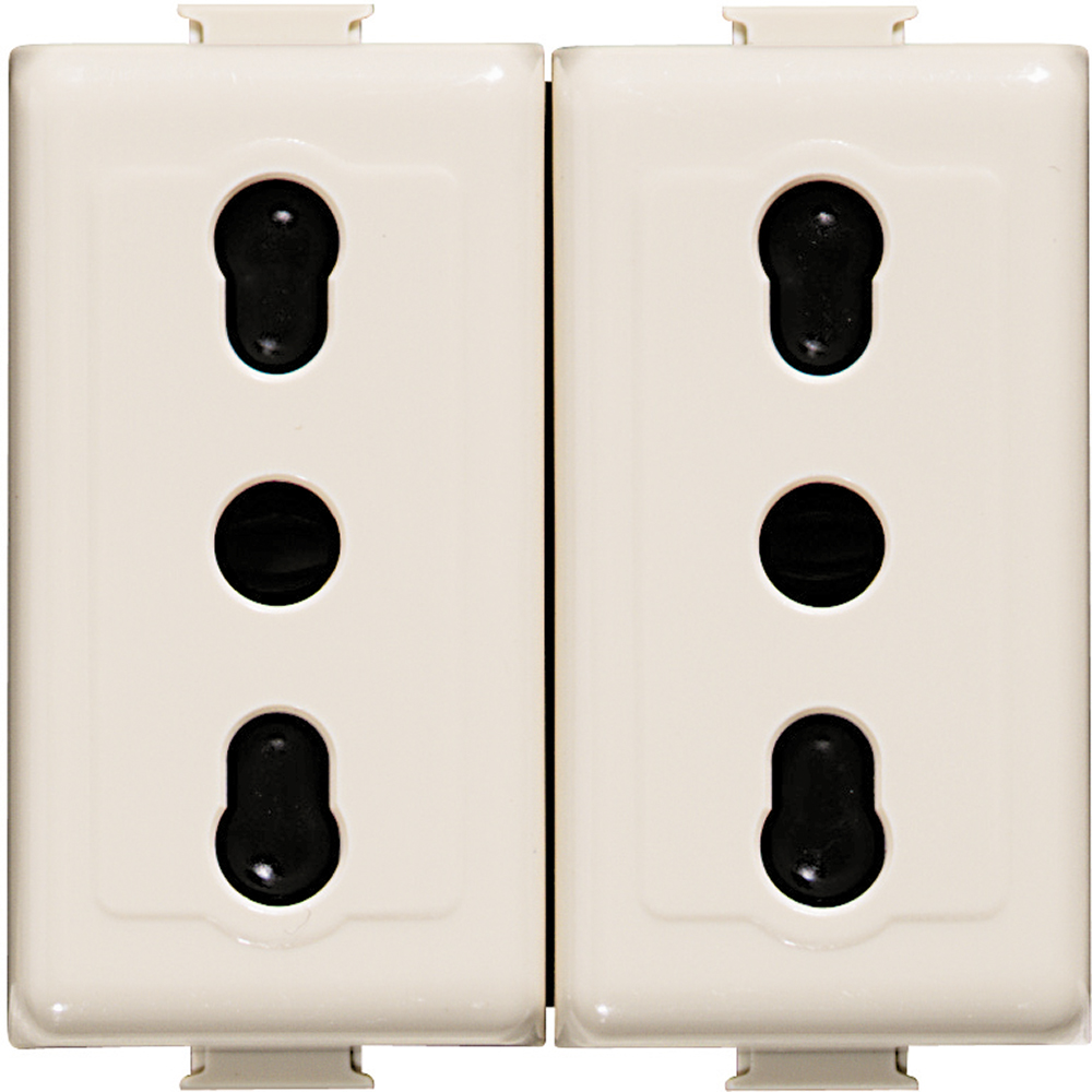 Socket duplex 2P+T 10/16A - centre distance 19 and 26 mm