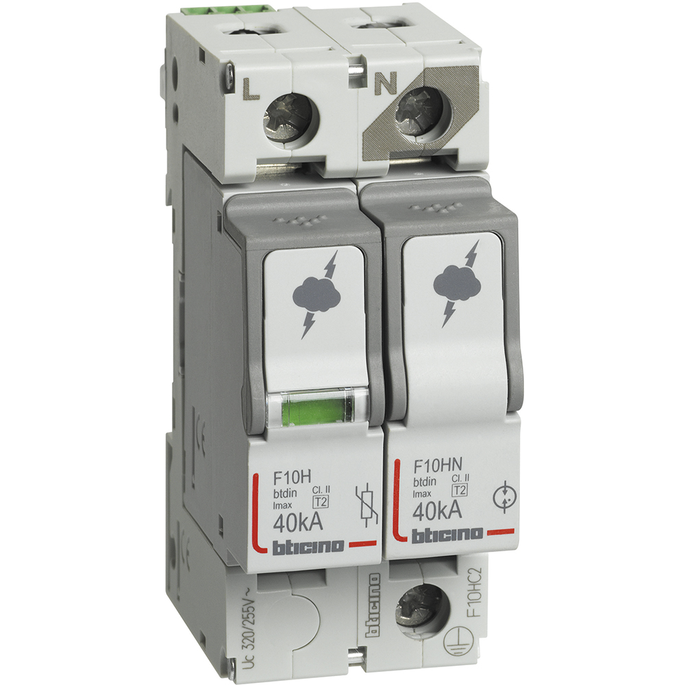 SPD - 1P+N - Type T2 - Imax=40kA - Up=1.7kV - Uc=320Vac - 2 modules