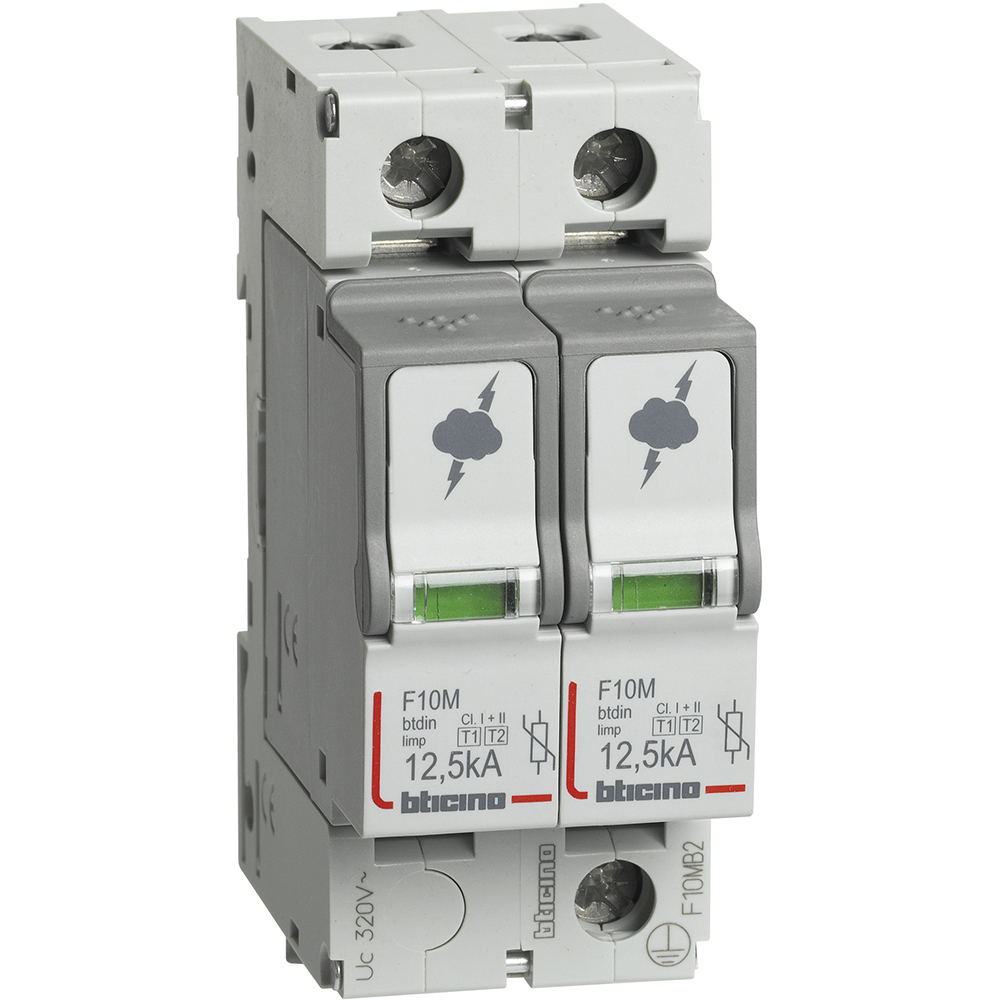 SPD - 2P - Type T1+T2 - Iimp=12.5kA - Up=1.5kV - Uc=320Vac - 2 modules
