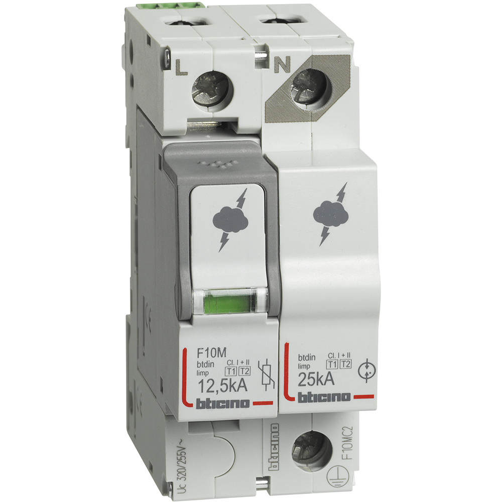 SPD - 1P+N - Type T1+T2 - Iimp=12.5kA - Up=1.5kV - Uc=320Vac - 2 modules