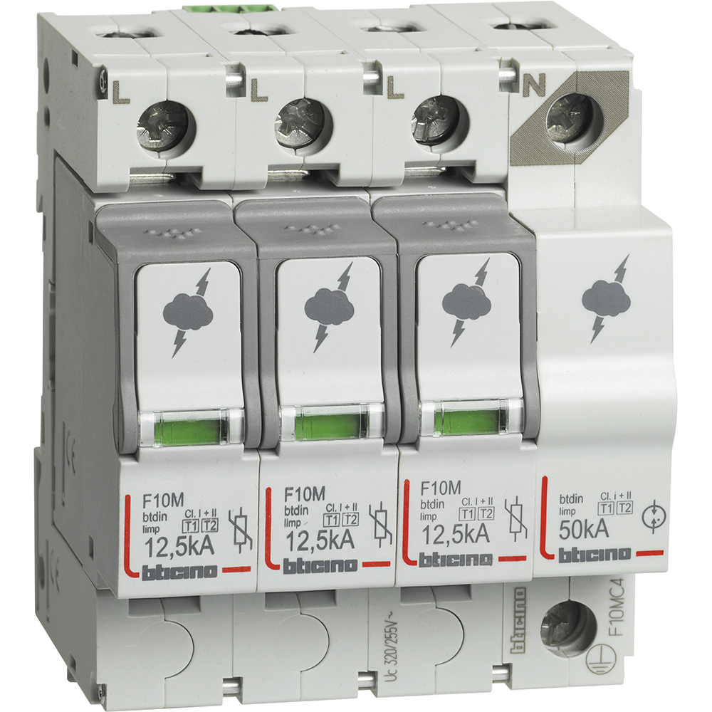 SPD - 3P+N - Type T1+T2 - Iimp=12.5kA - Up=1.5kV - Uc=320Vac - 4 modules