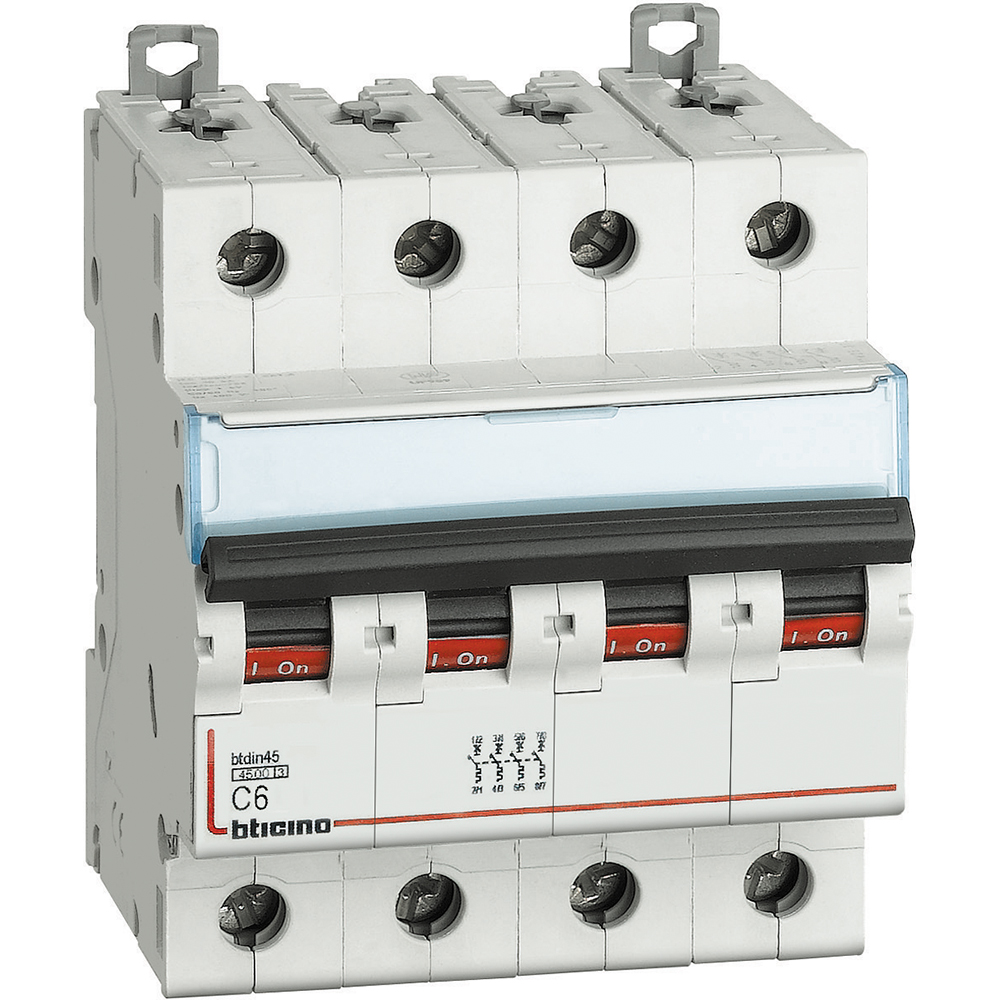 BTDIN45 - 4P Mcb curve C - In= 6A - Icn= 4.5kA - Vn= 400Vac