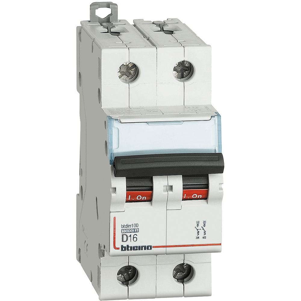 BTDIN100 - 2P Mcb curve D - In= 16A - Icn= 10kA - Vn= 400Vac
