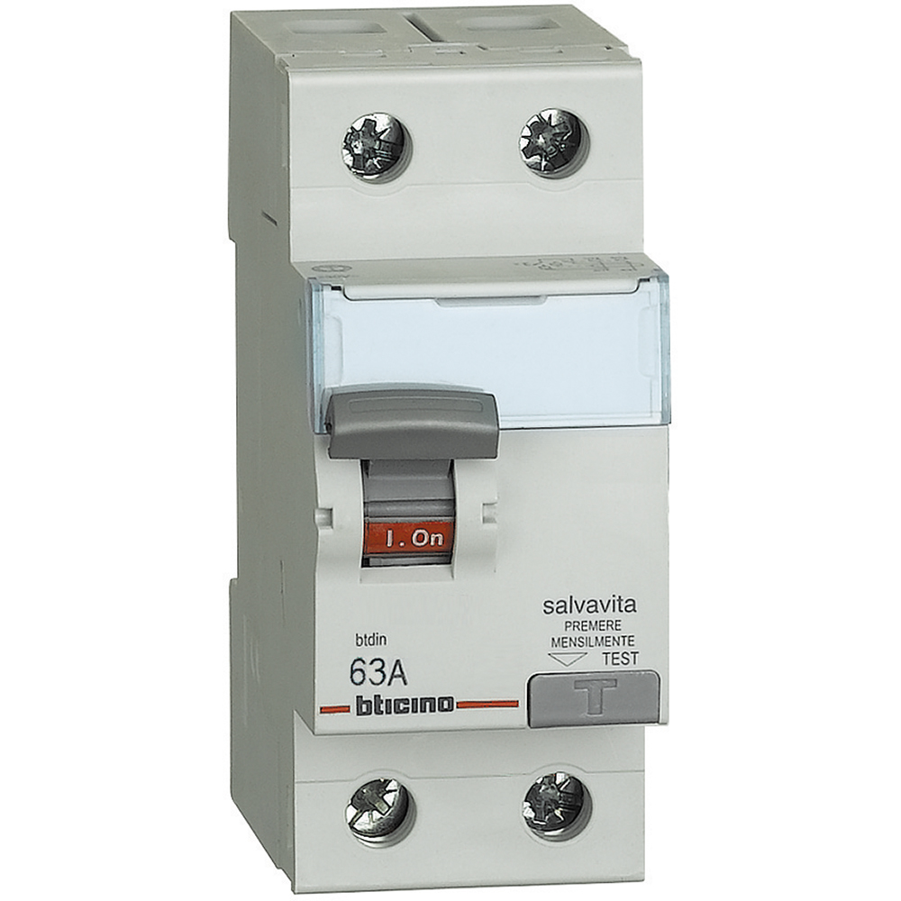 Earth leakage circuit breaker 2P - type A-S - In= 63A - Idn= 100mA - Vn= 230/400Vac - 2 modules