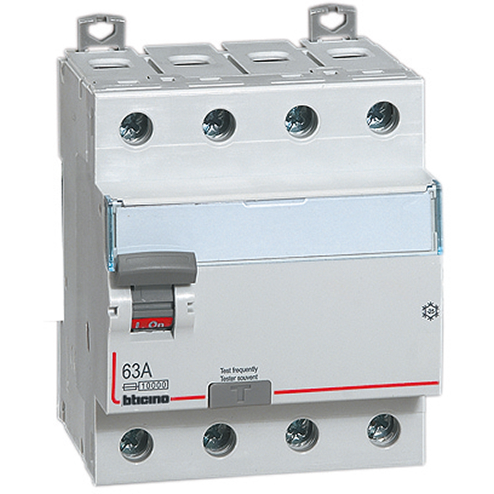 Earth leakage circuit breaker 4P - type A - In= 63A - Idn= 500mA - Vn= 400Vac - 4 modules