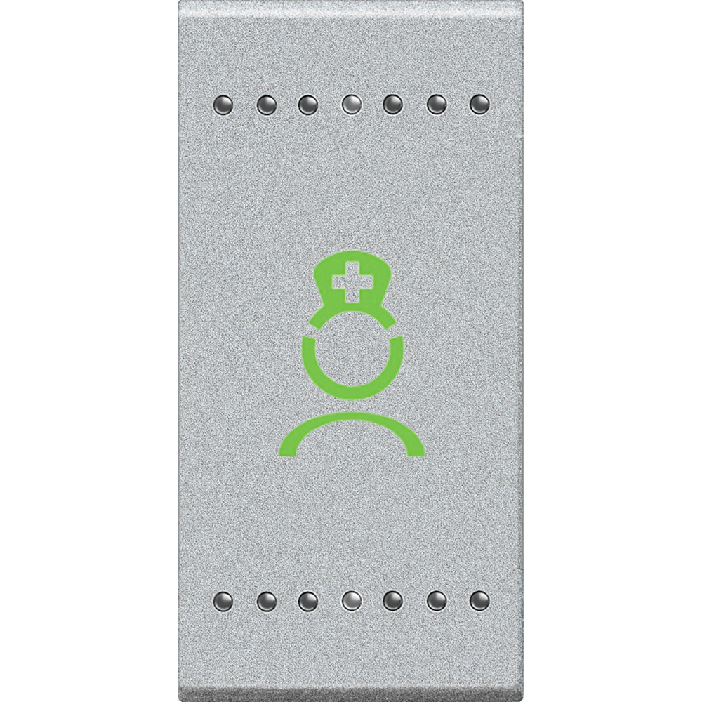 Cancellation WC call. NC pushbutton with icon nurse green color, to be installed in the bathroom attached to the patient's room