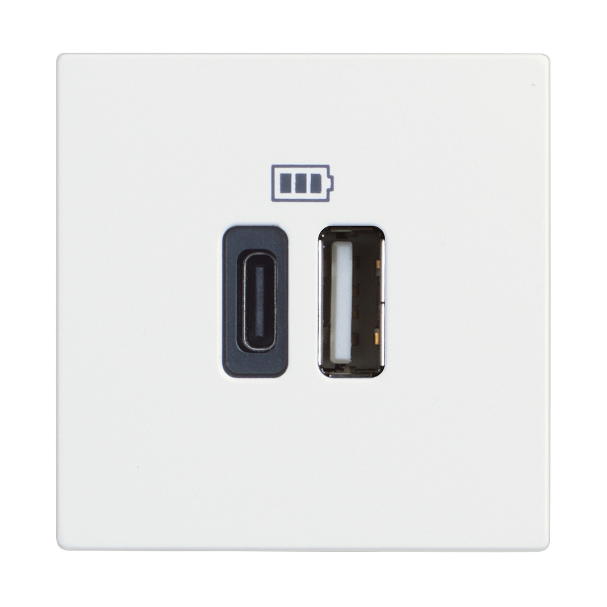Base cargador doble USB Classia - Tipo A+C - Blanco - 2 módulos