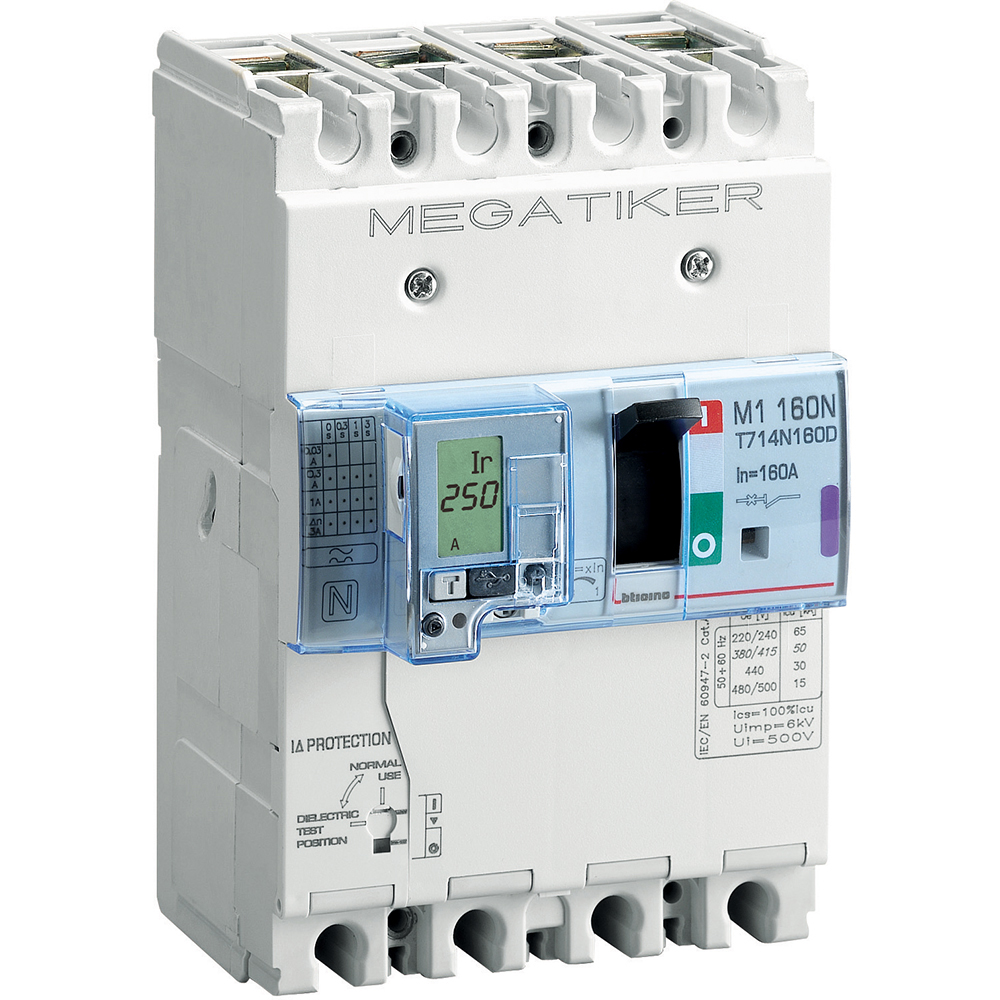 M1 160N - thermal-magnetic Mccb with residual current protection 3P+N/2 - Icu= 50kA - In= 160A