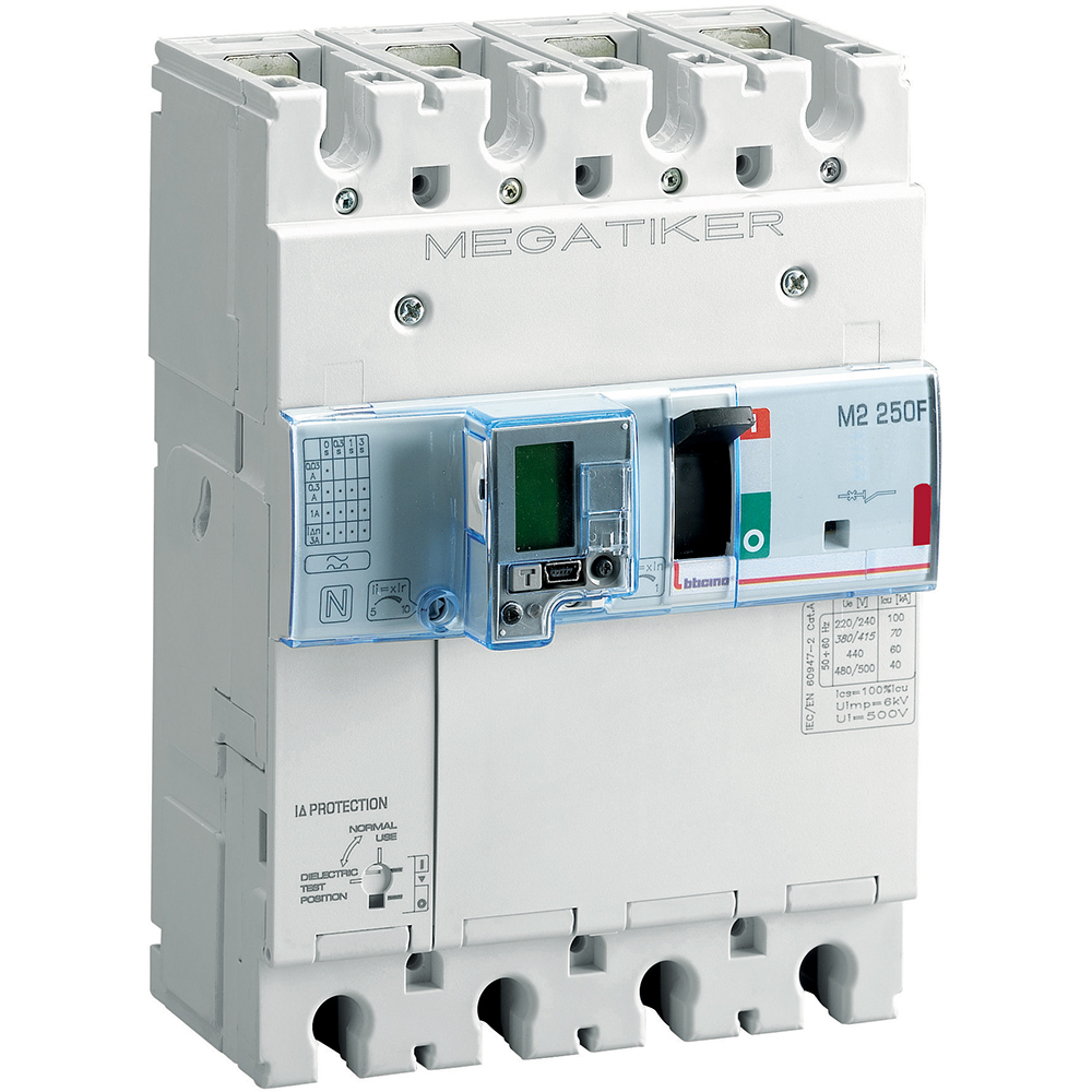 M2 250F - electronic Mccb with earth leakage protection 3P+N - Icu= 36kA - In= 100A