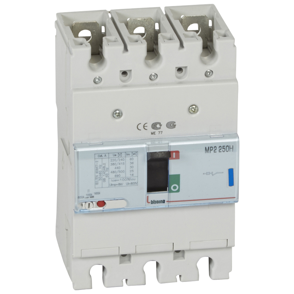 MP2 250H - circuit breaker 3P for motor protection - In= 160A - Icu= 70kA - Ii= 1200-2000A