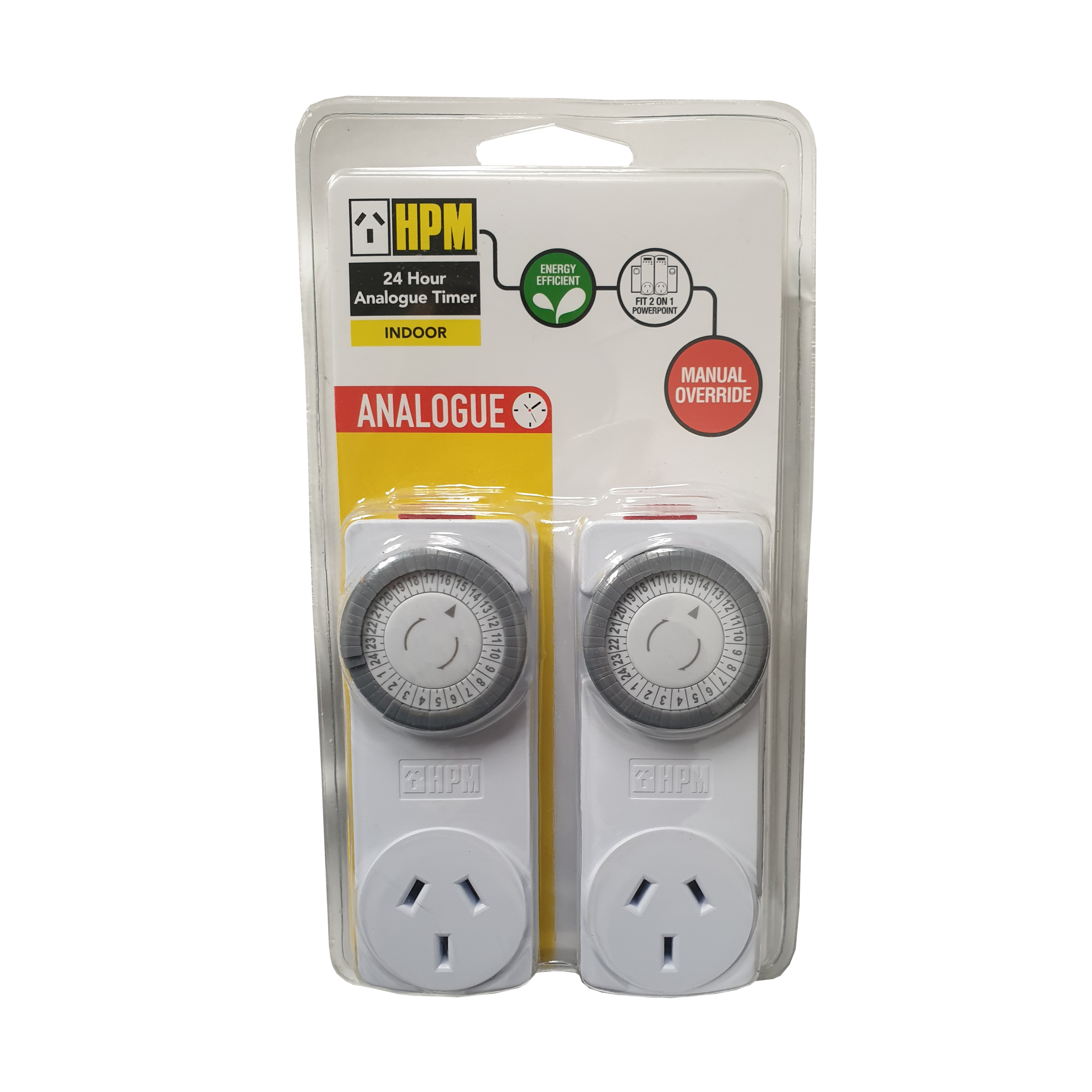 HPM Indoor 24-Hour Plug-In Timer – Mechanical Power Point Socket, 15-Minute Increments