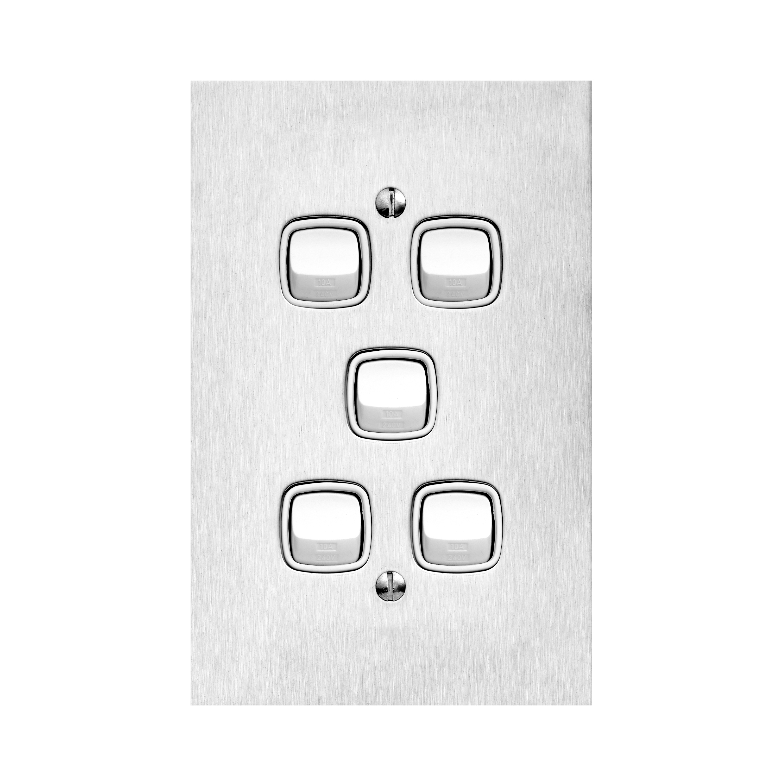 HPM Architectural Metal 10A Single Pole Double Throw 5 Gang Rocker ...