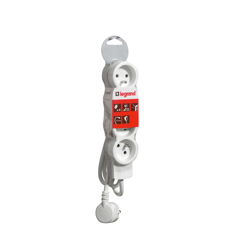 Rallonge multiprise 4 prises 2P+T 16A 230V avec cordon 3m