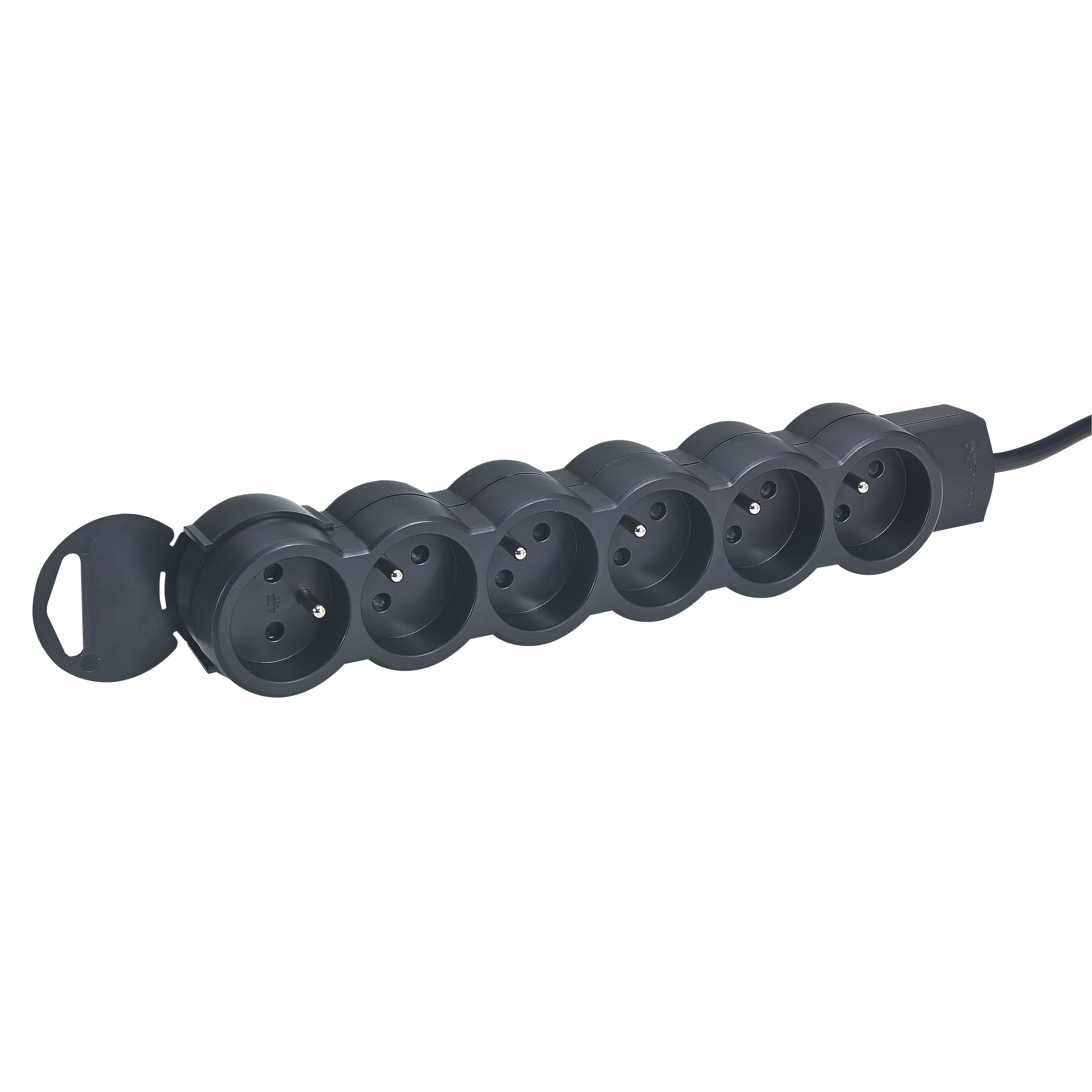 Rallonge multiprise 6 prises de courant 2P+T 16A 230V avec cordon 1,5m - noir