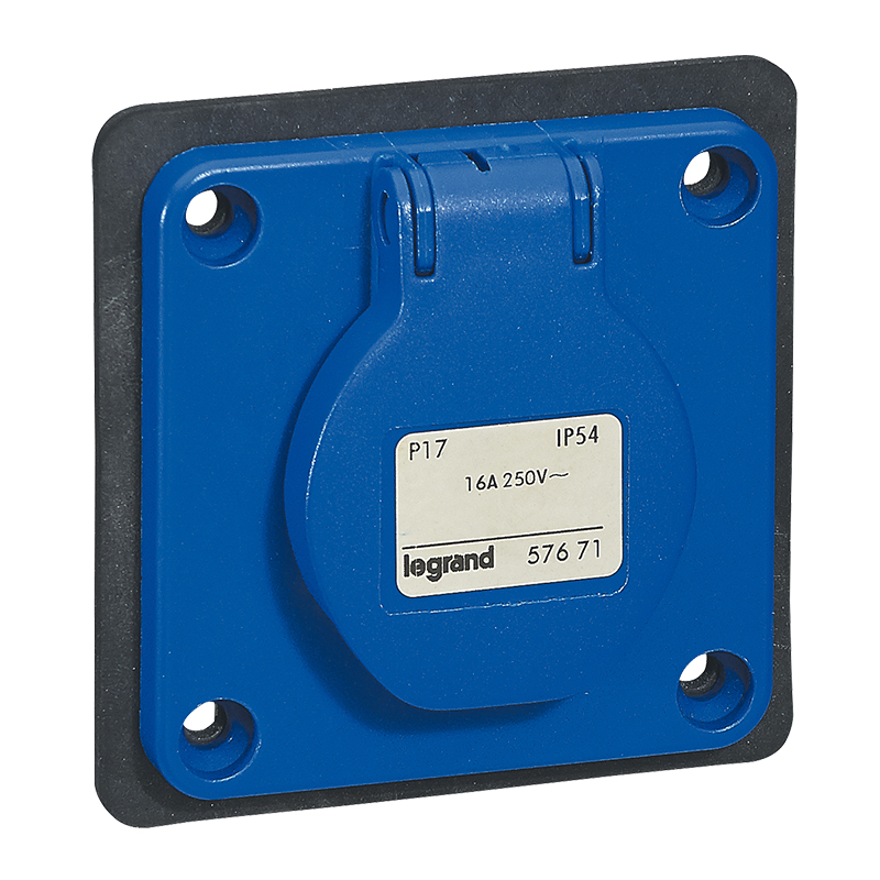 Prise De Courant Legrand Hypra - 2P+T, 250V, 16A, IP44 - Bleu - Pour Installation Tableau électrique