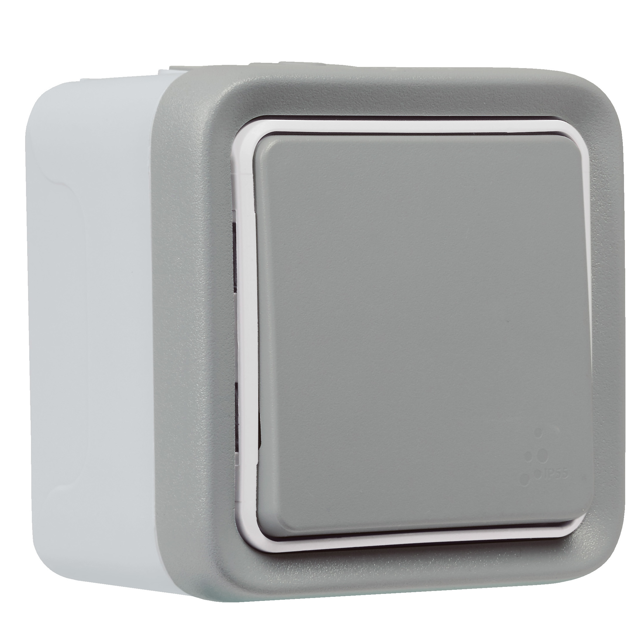 Plexo Classic Wippschalter Universal Aus-/ Wechsel 1-polig Feuchtraum Aufputz  Plexo 55 grau, 069711, 3245060697112