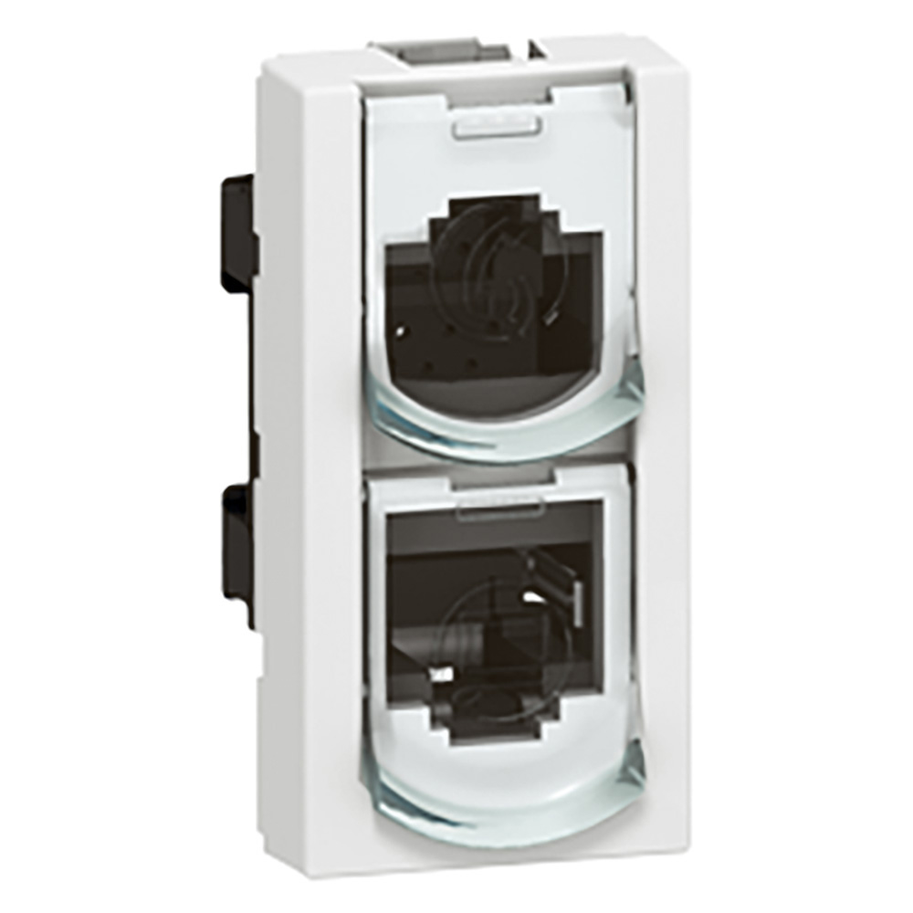 Prise doubleur RJ45 FTP 9 contacts Mosaic avec Ethernet et Ethernet