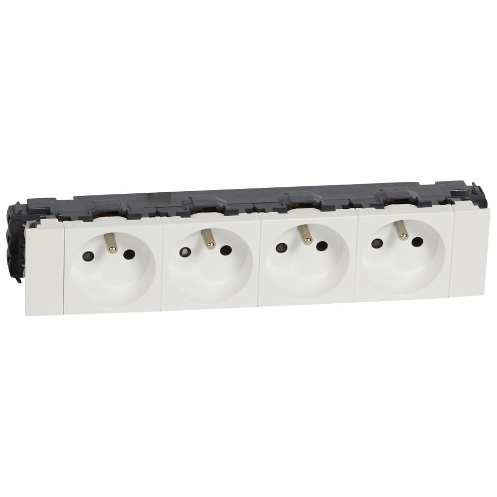 Prise 4x2P+T Mosaic Soluclip goulotte clippage direct 8 modules - blanc