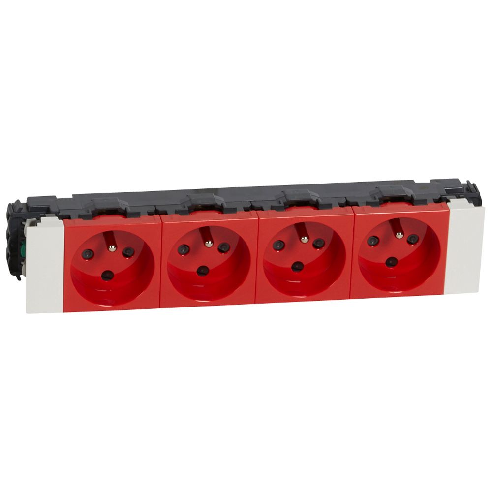 Prise 4x2P+T détrompage Mosaic Soluclip goulotte clippage direct 8 modules