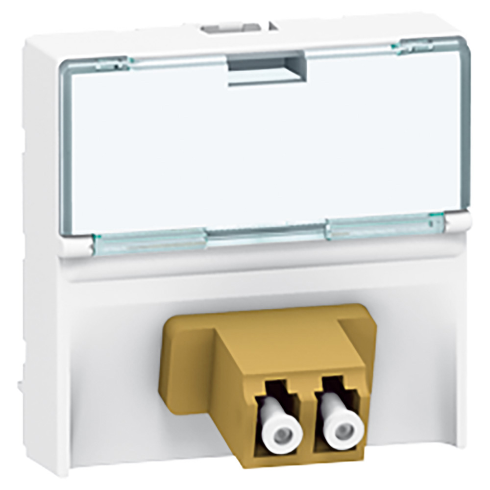 Data socket Mosaic equipped with 2 LC duplex optical adaptor push 