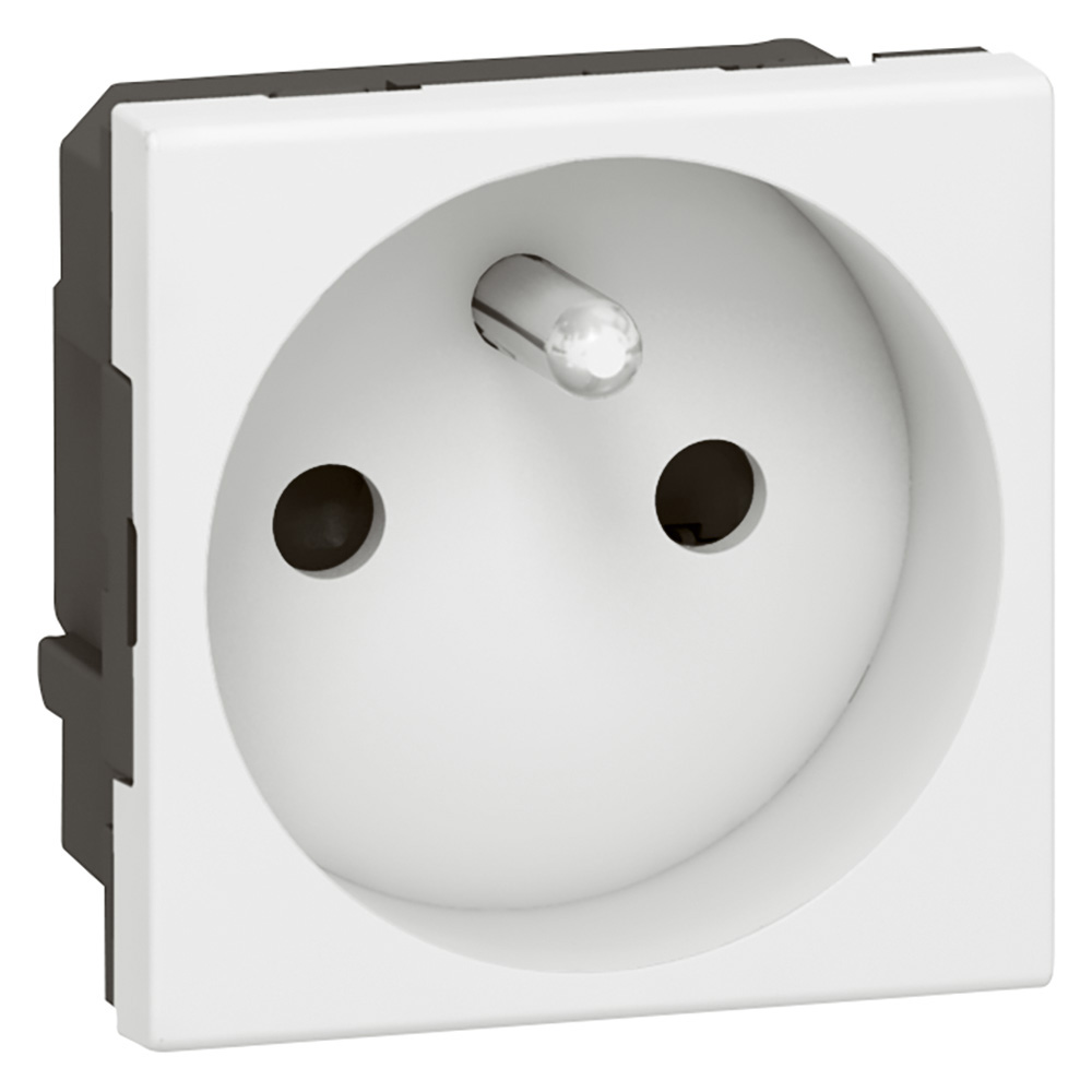 Prise 2P+T Mosaic avec bornes automatiques 2 modules - blanc antimicrobien