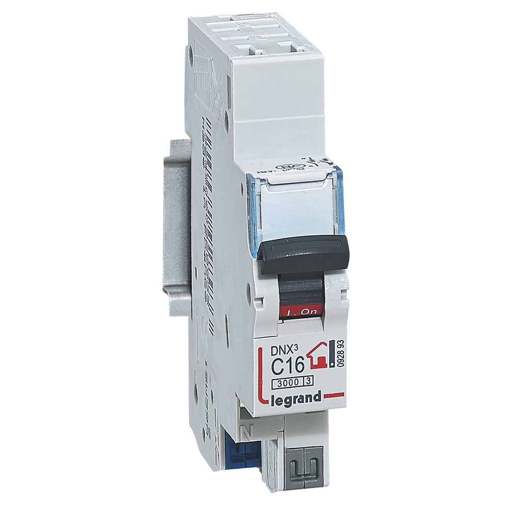 Disjoncteur Legrand DX3 16A 1P+N Courbe C – Pour Tableau électrique, Protection 6/10kA