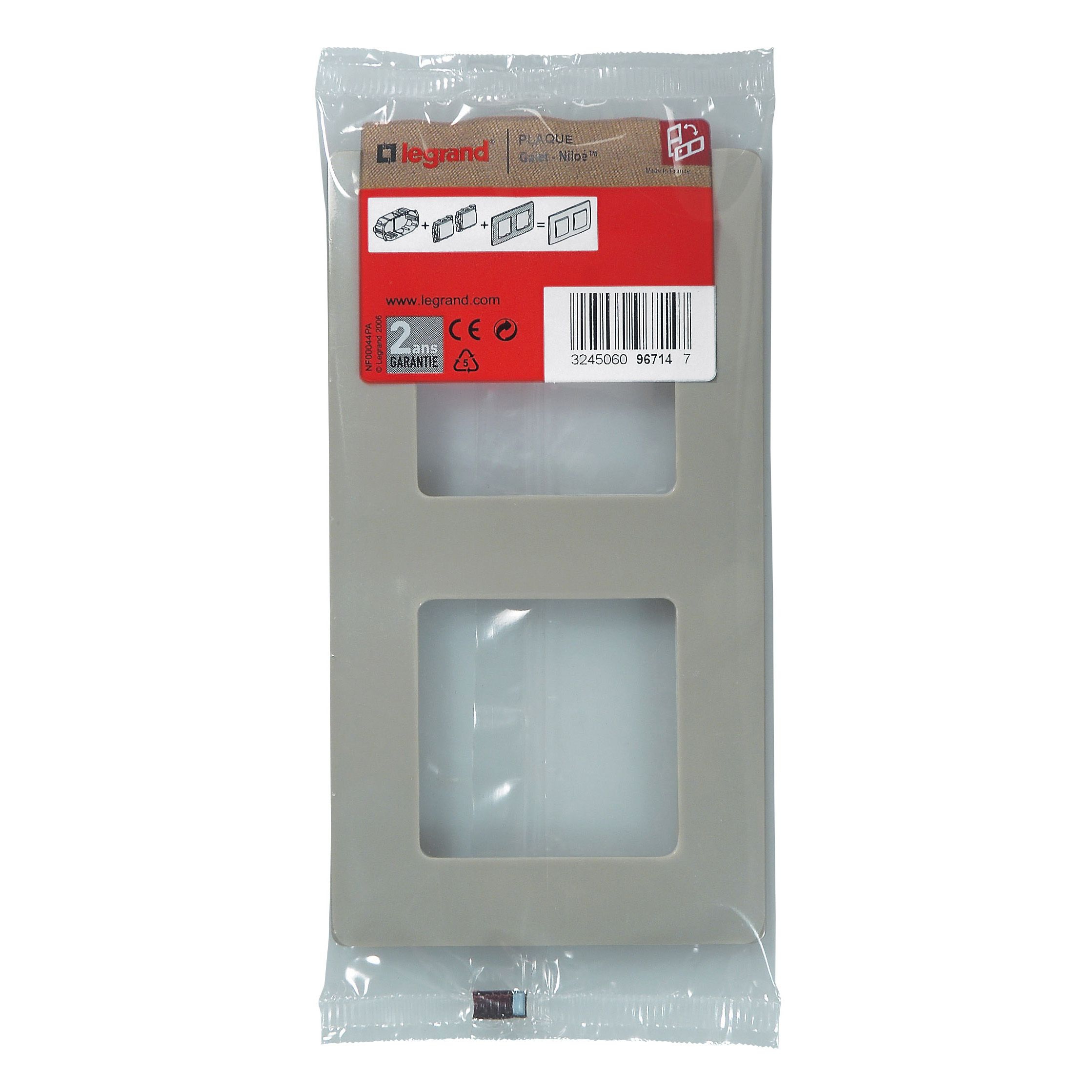 Plaque Double Legrand NILOE Blanc - 2 Postes, Finition PUR, Pour Installation électrique (prix Pour Une Seule)