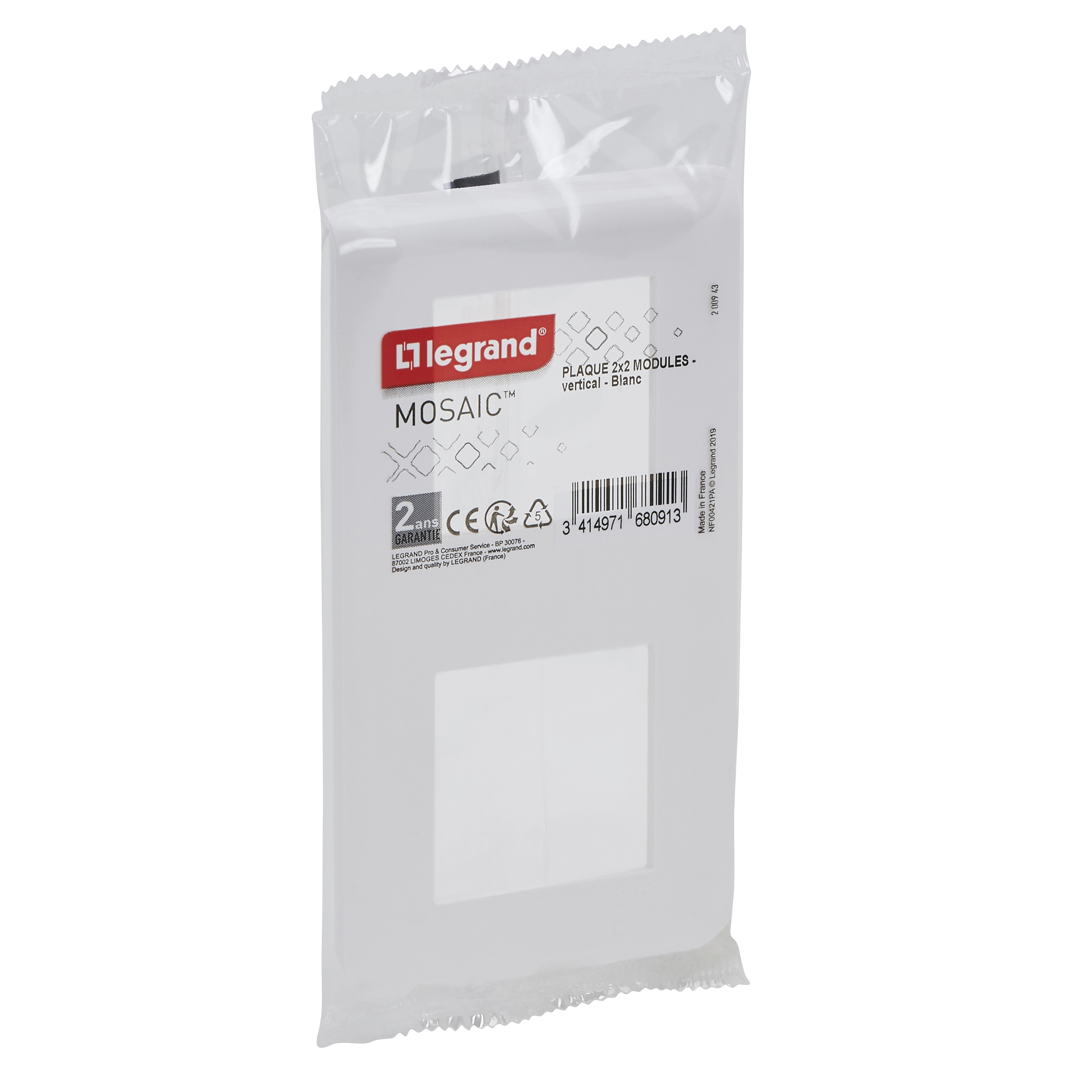 LEGRAND MOSAIC 78804 L ou 78804L - Plaque 2x2 modules - Horizontal (Nouveau