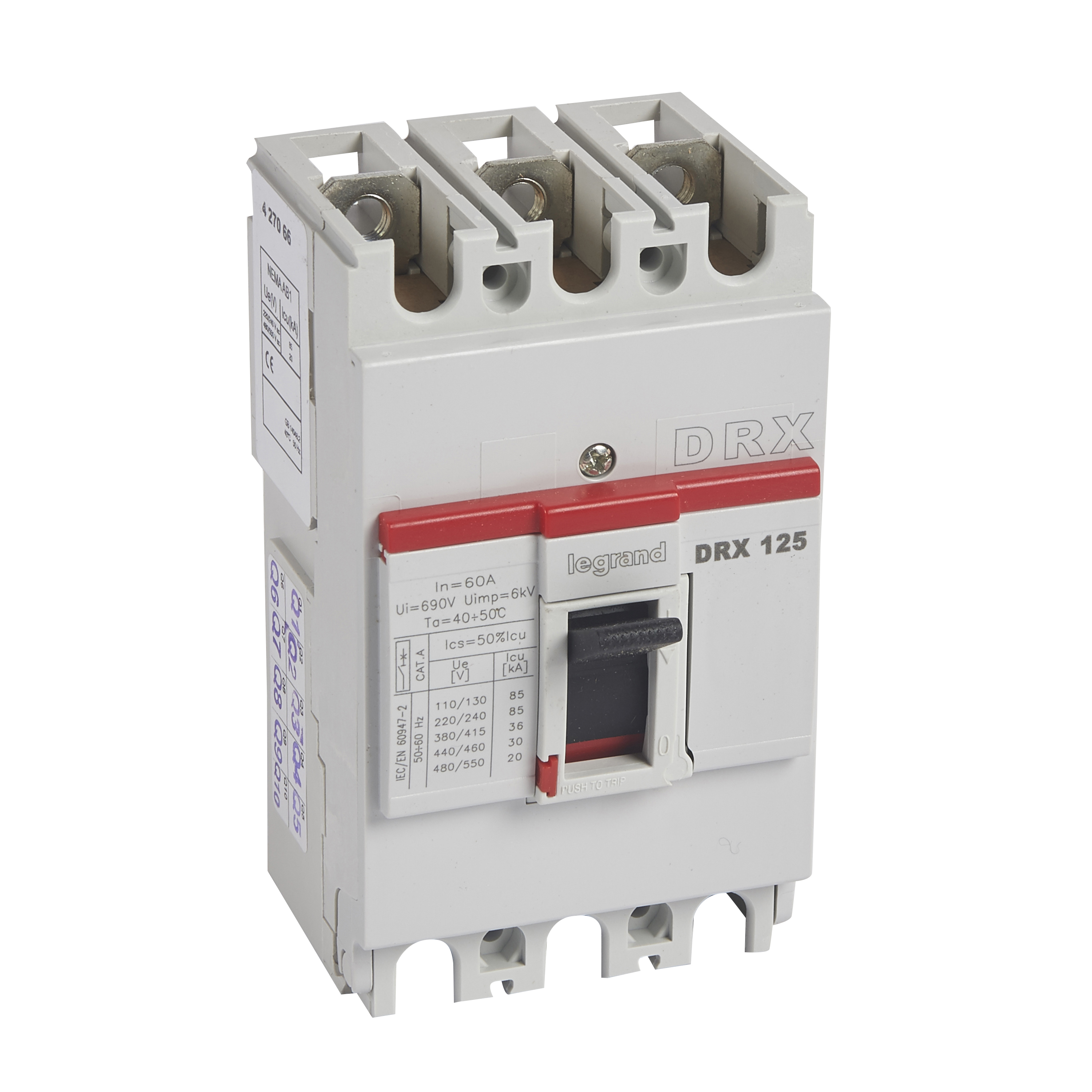 MCCB DRX 250B 3P TM 18kA 200A 200A rated current 18kA breaking capacity ...