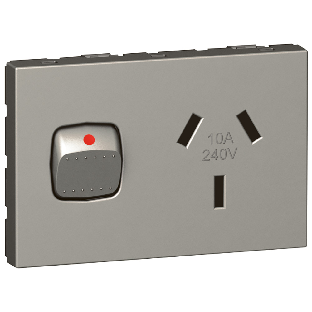 2P+E 10A Australian switched socket 3m magnesium - AS/NZS 3112 Type I ...