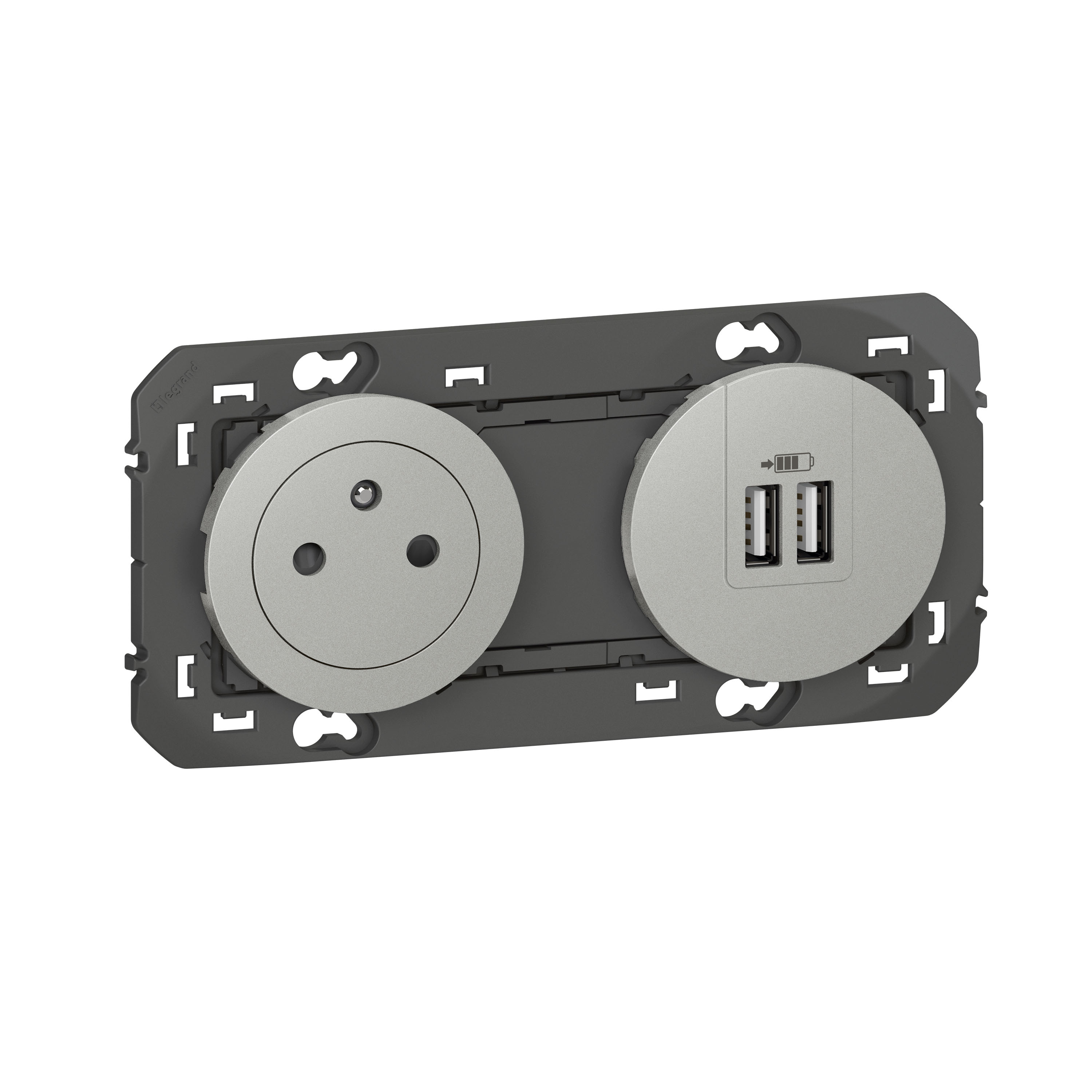 Legrand Céliane 067106 - Alloggiamento Vuoto Per Presa Corrente E Modulo USB Doppio Tipo A 2400mA