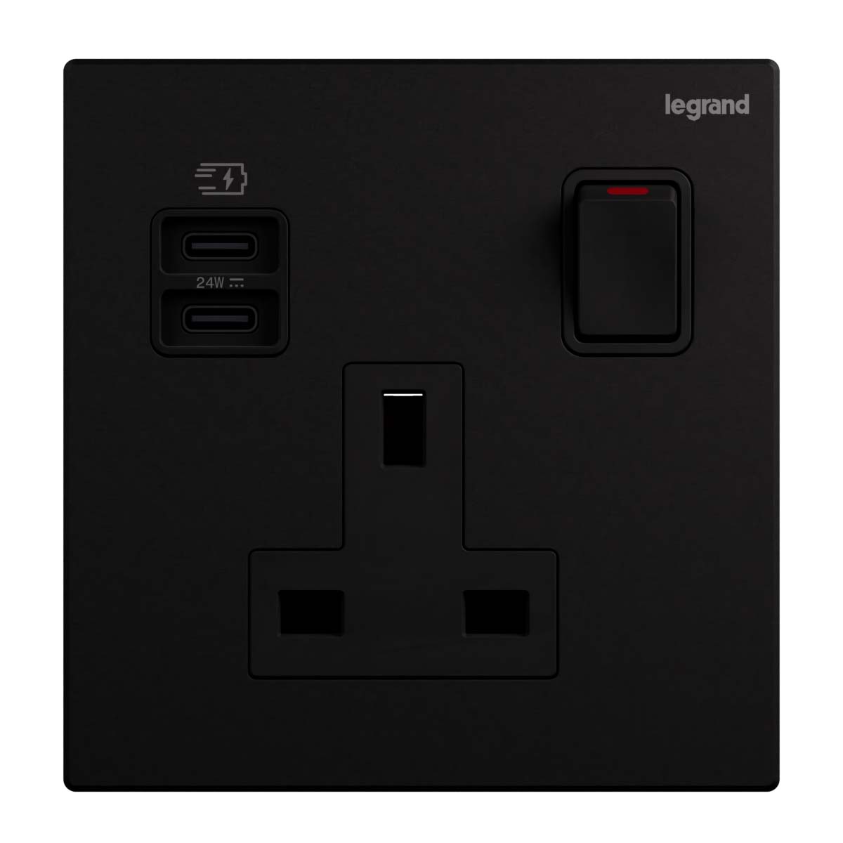 1G BS13A Single Pole Switched Socket - Galion - Dual USB-C 24W Output ...