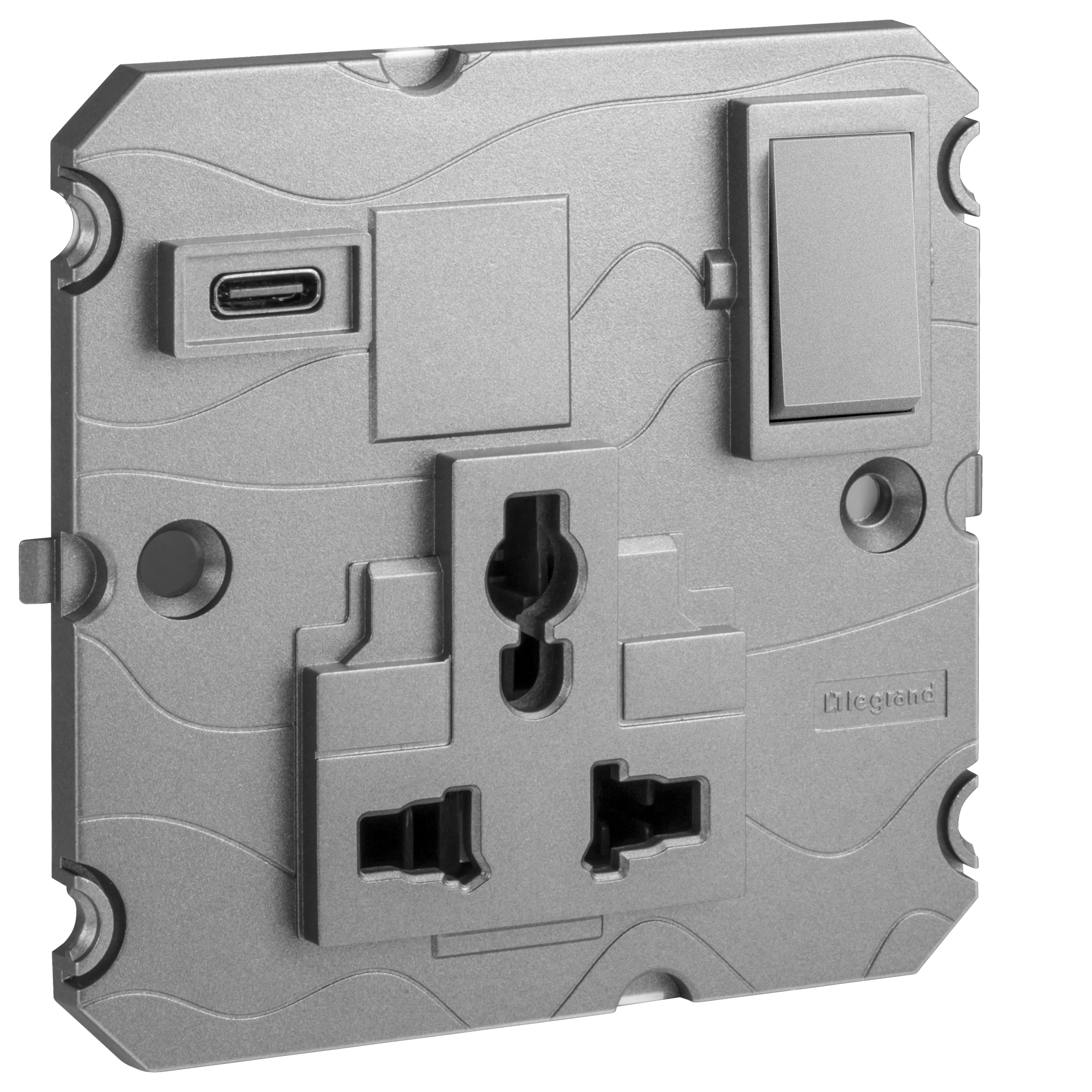 1G multistandard switched socket + USB type C magnesium - 13A 250V AC ...