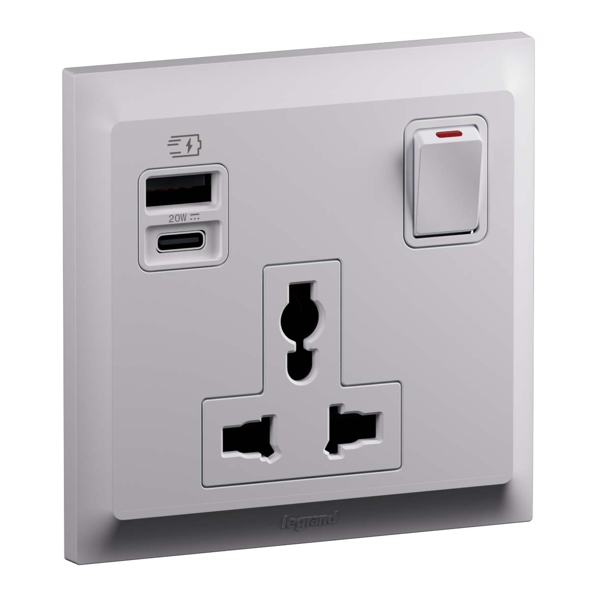 Sw Socket Inter Port 1G Multistandard Switched Socket - Belanko S - USB A+C 20W Output ...